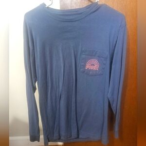 PINK Victoria's Secret Blue and Pink Long Sleeve T-Shirt Size XS